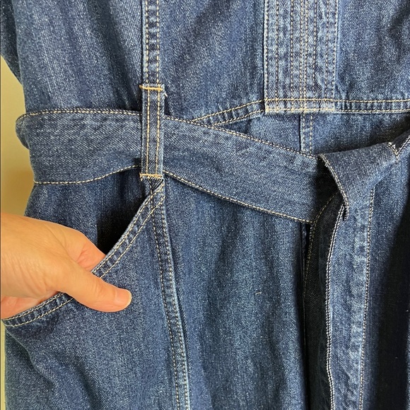 Sundance Poppy Denim Midi Dress Women’s 14 Belted A-Line Pockets - Picture 8 of 13